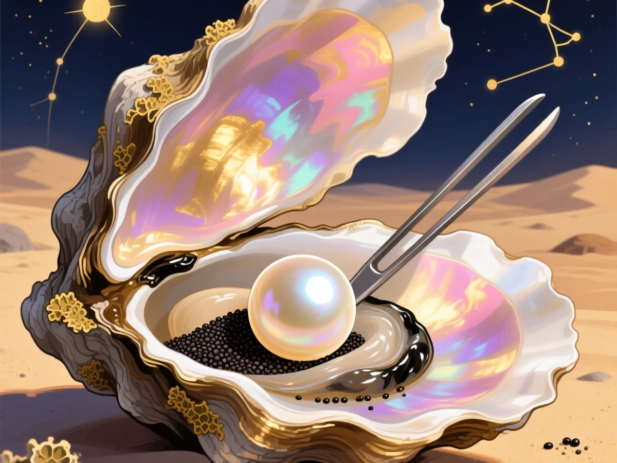 A pearl forming inside a shell — the wound becomes the jewel